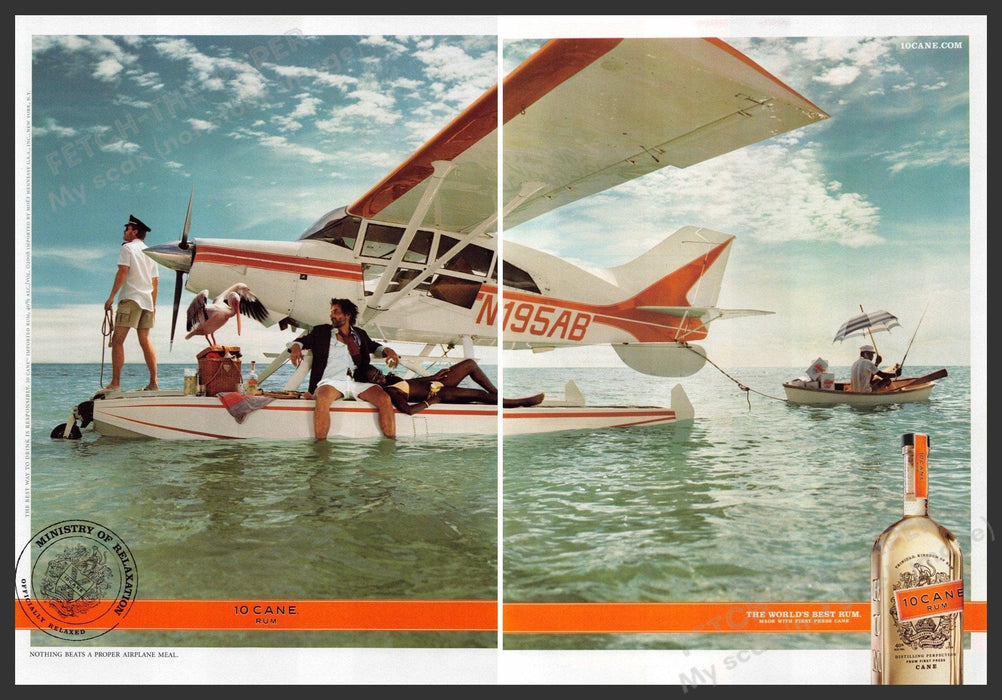 10 Cane Rum 2000s Print Advertisement (2 pages) 2008 Pontoon Airplane 10 Cane Rum