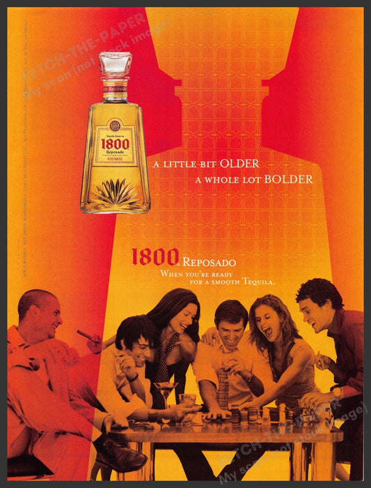 1800 Reposado 2000s Print Advertisement 2003 Friends Laughing Playing Poker Fetch-the-Paper
