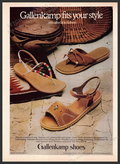 1980s Magazine Print Ad 1981 Shoes Sandals Sunseekers Fetch-the-Paper