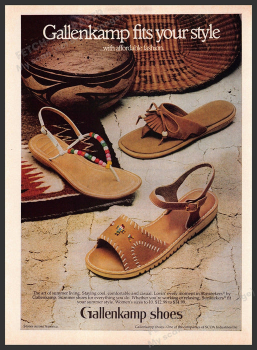 1980s Magazine Print Ad 1981 Shoes Sandals Sunseekers Fetch-the-Paper