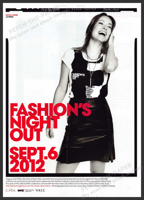 2012 Fashion's Night Out Olivia Wilde 2010s Print Advertisement 2012 Fetch-the-Paper