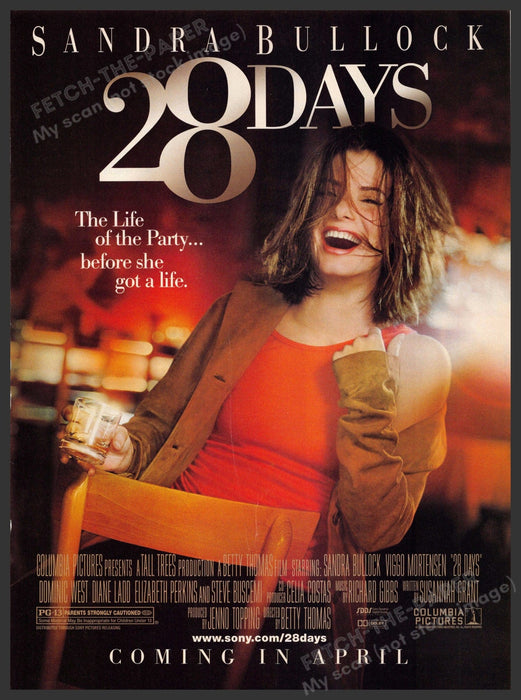 28 Days 2000s Magazine Print Advertisement 2000 Sandra Bullock Movie Promo 28 Days