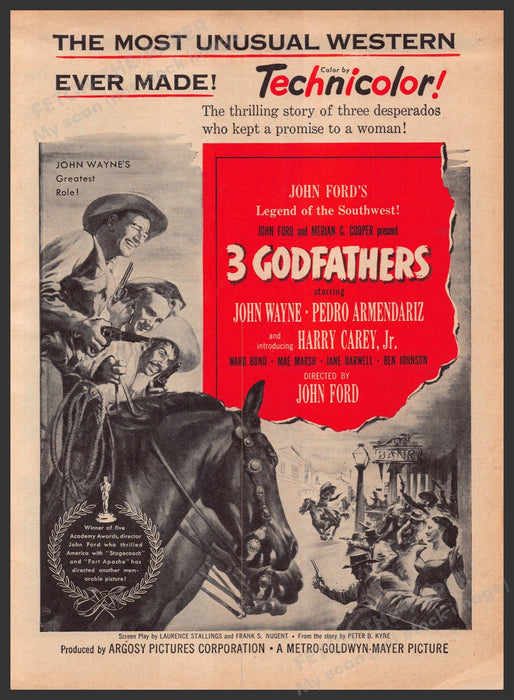 "3 Goodfathers" Movie Release 1940s Print Advertisement Ad 1949 Fetch-the-Paper