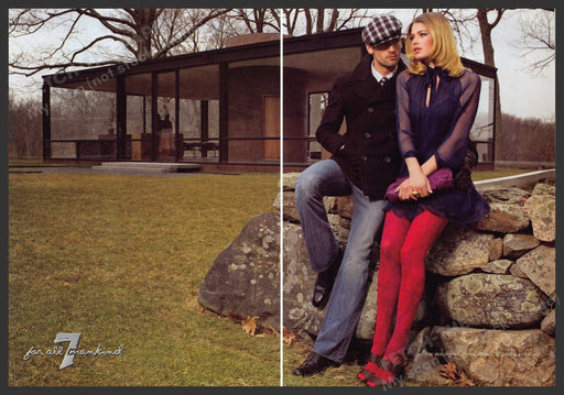 7 For All Mankind 2000s Print Advertisement Ad (2 pages) 2008 Red Tights Legs Fetch the Paper!