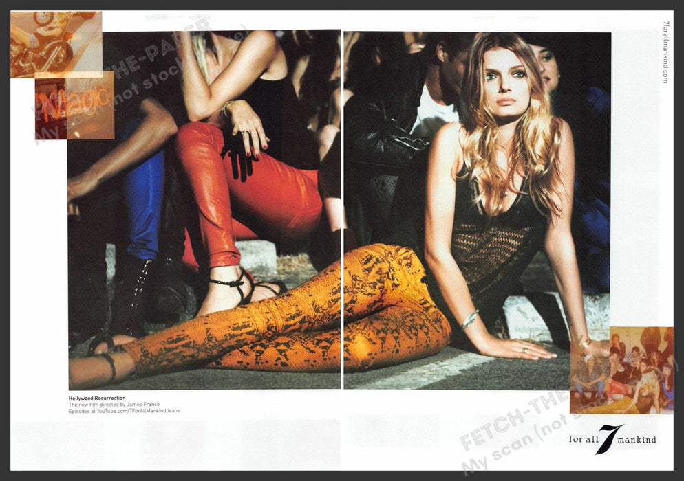 7 For All Mankind Lily Anderson 2010s Print Ad (2 page) 2012 James Franco Movie Fetch-the-Paper
