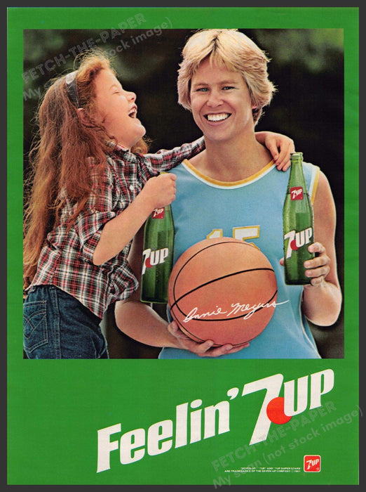 7 UP Ann "Annie" Meyers 1980s Print Advertisement 1981 Basketball 7 Up