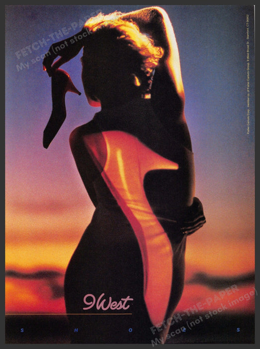 9 West 1980s Magazine Print Advertisement 1985 Sunset Silhouette Footwear 9 West