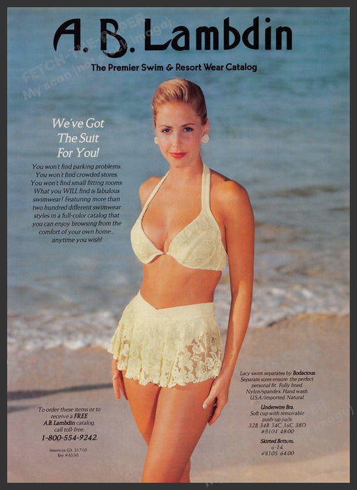 A.B. Lambdin Swimwear 1990s Print Advertisement 1995 Legs Beach Fetch-the-Paper