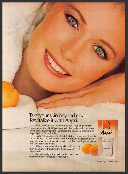 Aapri Facial Scrub 1980s Print Advertisement 1983 Skin Face Fetch-the-Paper