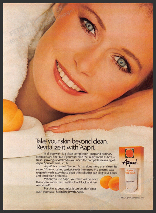 Aapri Facial Scrub 1980s Print Advertisement 1983 Skin Face Fetch-the-Paper