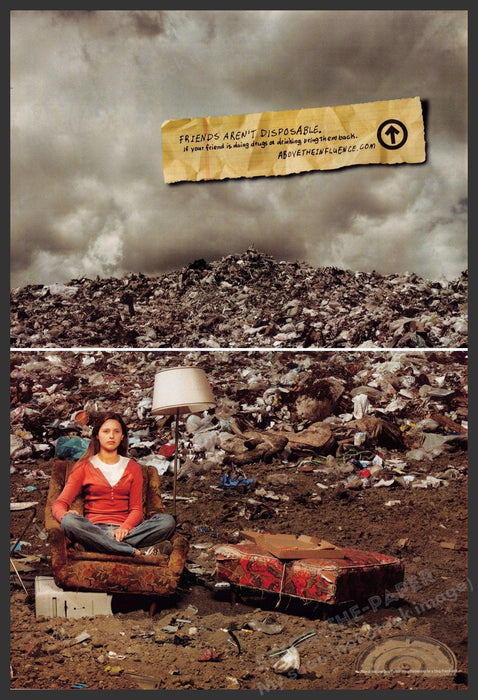 Above the Influence 2000s Print Advertisement (2 pgs) 2007 Dump Against Smoking Above the Influence