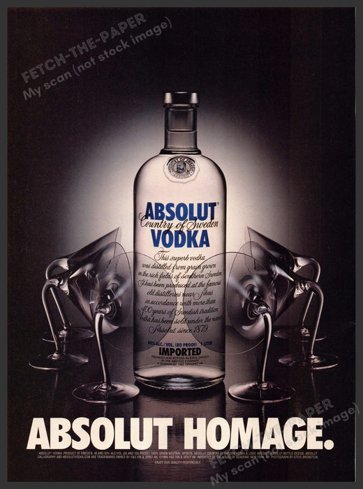 Absolut Homage 2000s Magazine Print Advertisement 2000 Bowing Glasses Absolut