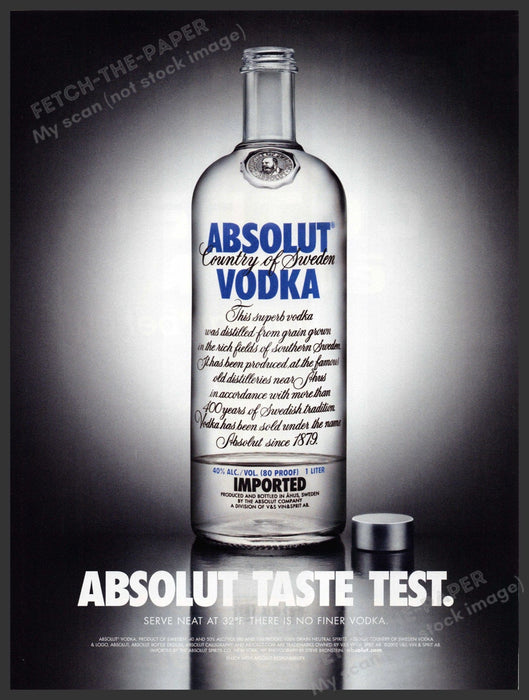 Absolut Taste Test 2000s Print Advertisement 2002 Fetch-the-Paper