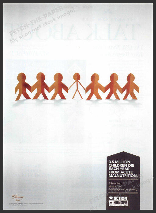 Action Against Hunger 2010s Print Advertisement Ad 2011 Paper Cut out Children Action Against Hunger