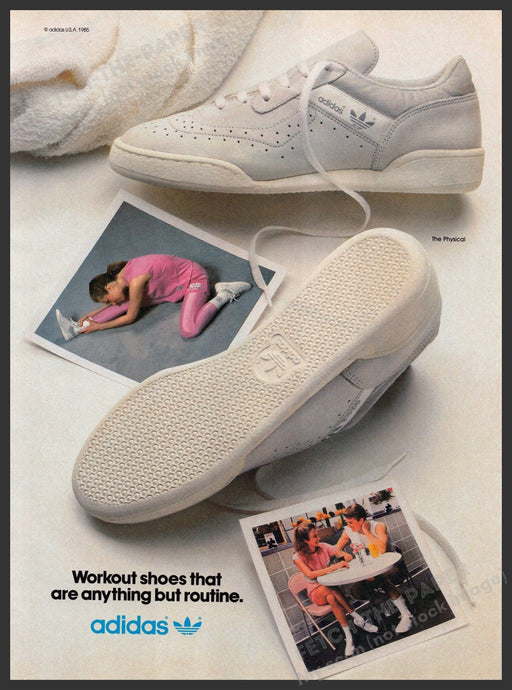 Adidas 1980s Print Advertisement Ad 1985 Workout The Physical Stretching Woman Adidas