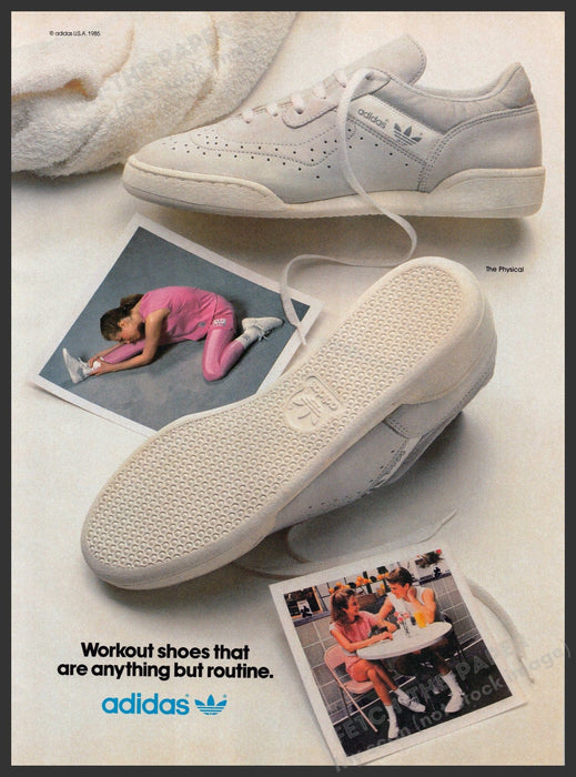 Adidas 1980s Print Advertisement Ad 1985 Workout The Physical Stretching Woman Adidas