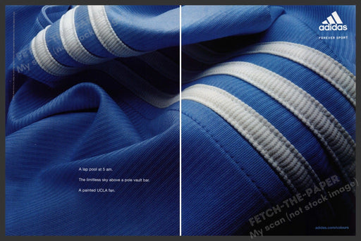 Adidas Forever Sport 2000s Print Ad (2 page) 2003 Blue Fabric Fetch-the-Paper
