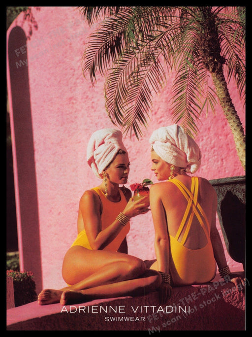 Adrienne Vittadini Swimwear 1990s Print Advertisement Ad 1991 Legs Girls Pool Fetch-the-Paper