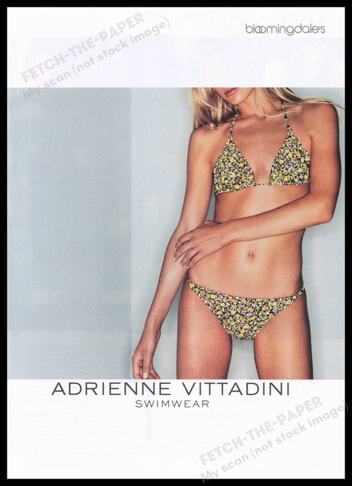 Adrienne Vittadini Swimwear 1990s Print Advertisement Ad 1999 Bikini Sexy Model Fetch the Paper!