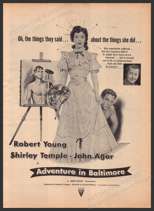 Adventure in Baltimore Movie 1940s Print Advertisement Ad 1949 Shirley Temple Fetch-the-Paper