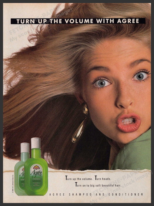 Agree 1980s Print Advertisement Ad 1987 Hair "Turn up the volume" Agree