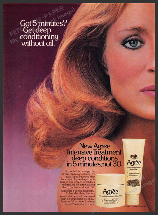 Agree Hair 1980s Print Advertisement 1981 Intensive Treatment Fetch-the-Paper