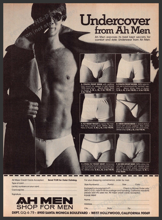 Ah Men Underwear Undercover 1970s Print Advertisement Ad 1979 Fetch-the-Paper