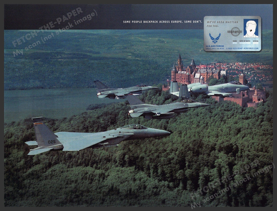 Air Force Credit Card 2000s Print Advertisement 2003 Fighter Planes Fetch-the-Paper