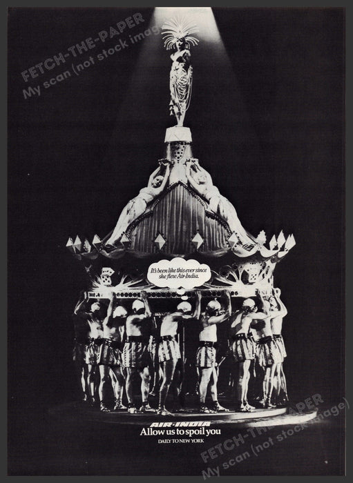 Air-India Airline 1980s Print Advertisement Ad 1980 "Allow us to spoil you" Fetch-the-Paper