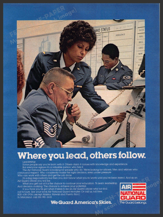 Air National Guard 1980s Print Advertisement 1981 "Where you lead other follow" Air National Guard