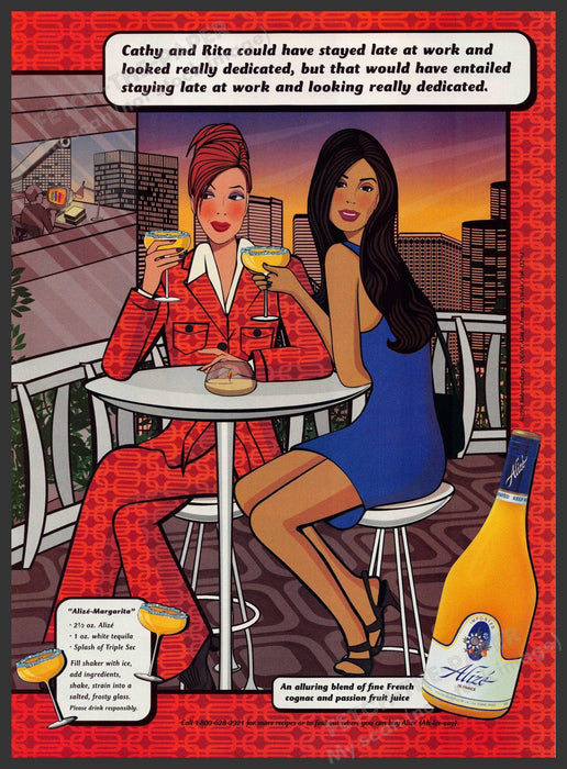 Alize 1990s Magazine Print Advertisement 1998 Cathy & Rita City Drinks Fetch-the-Paper