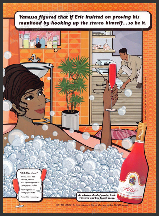Alize Red Passion 1990s Print Advertisement 1999 Vanessa Eric Proving Manhood Fetch-the-Paper
