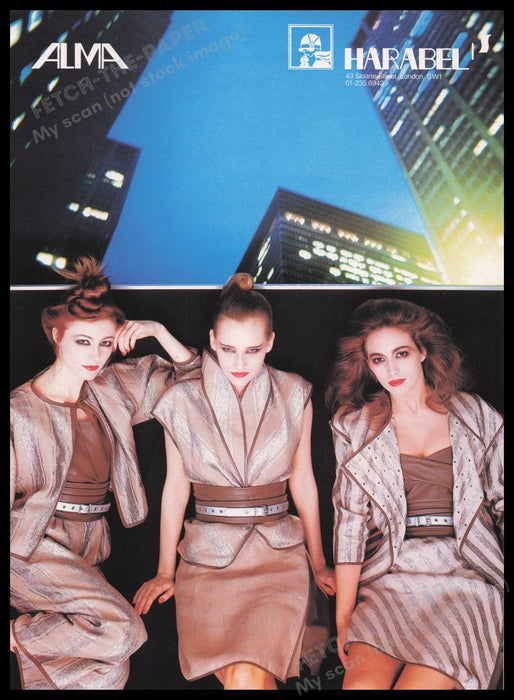 Alma Clothing 1980s Print Advertisement Ad 1982 Cityscape Night Models Fetch the Paper!
