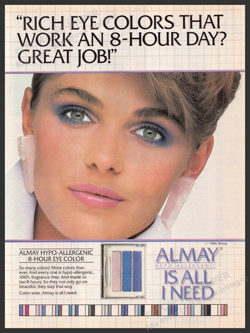 Almay 1980s Print Advertisement Ad 1986 "...is all I need" Rich Eye Colors Almay