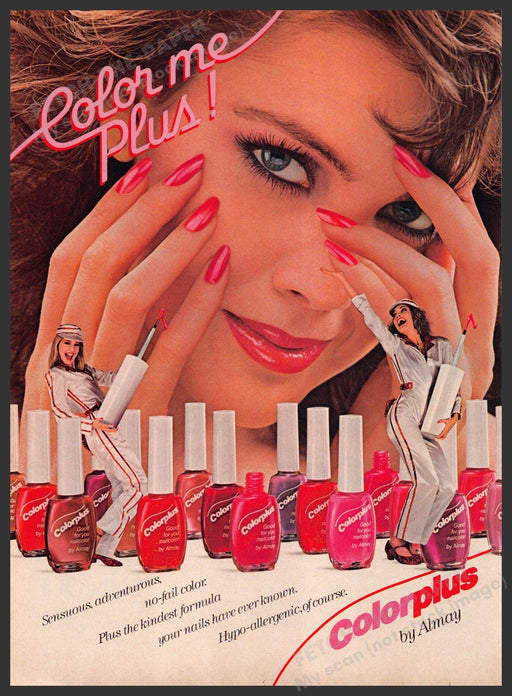 Almay Colorplus Nails 1980s Print Advertisement 1983 Face Fetch-the-Paper