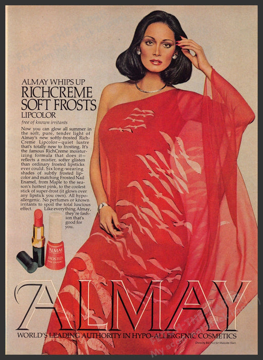 Almay Richcreme 1970s Print Advertisement 1976 Soft Frosts Lipcolor Fetch-the-Paper