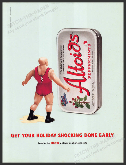Altoids 2000s Print Advertisement 2001 "Get Your Holiday Shocking Done Early" Fetch-the-Paper