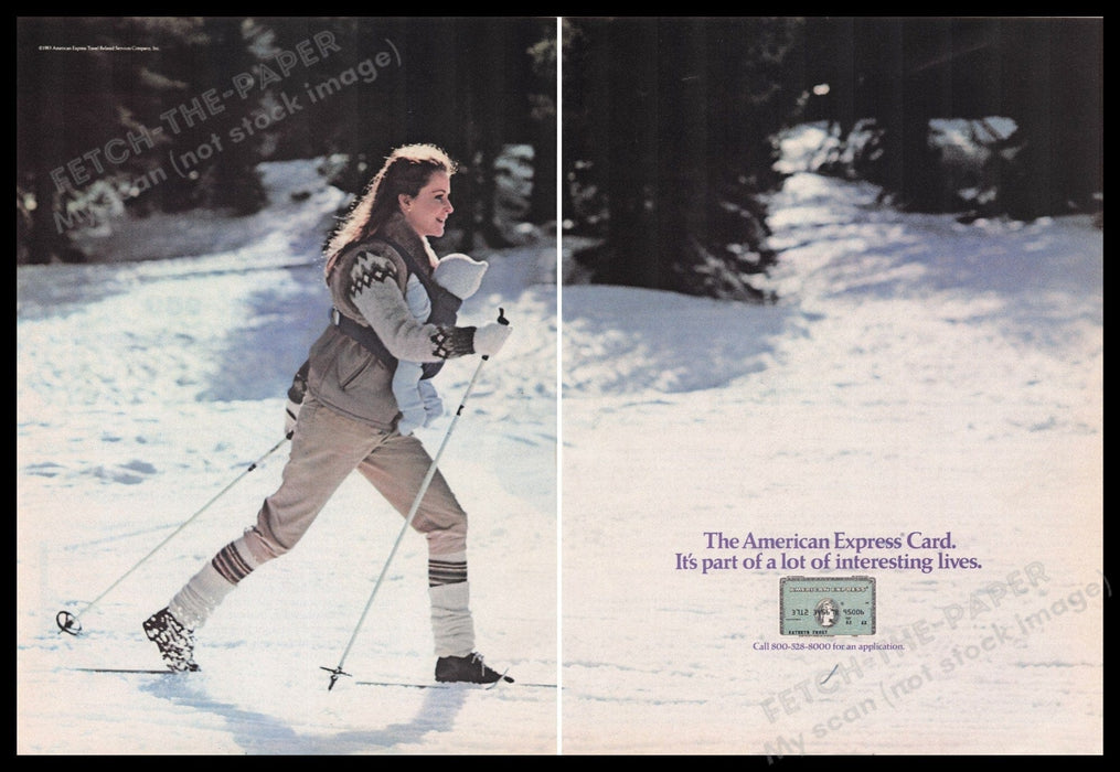 American Express 1980s Print Advertisement Ad (2 pages) 1985 Fetch the Paper!