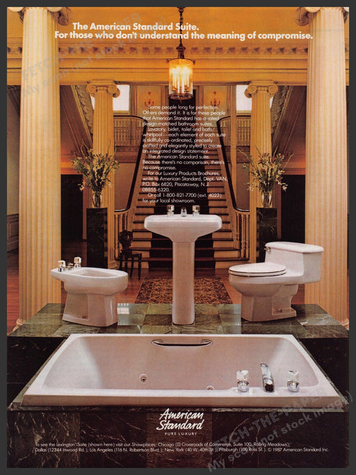 American Standard Bathroom Suite Luxury 1980s Print Advertisement Ad 1987 Fetch-the-Paper