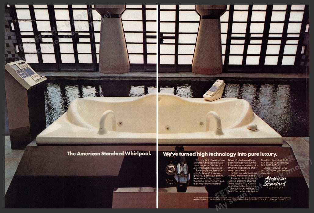 American Standard Sensorium with Ambiance 1980s Print Advertisement (2 Pg) 1987 Fetch-the-Paper