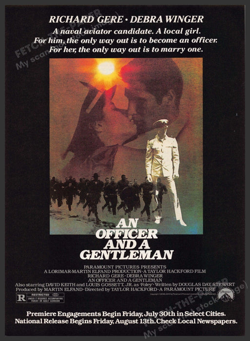 An Officer and a Gentleman 1980s Print Advertisement 1982 Movie Release Fetch-the-Paper