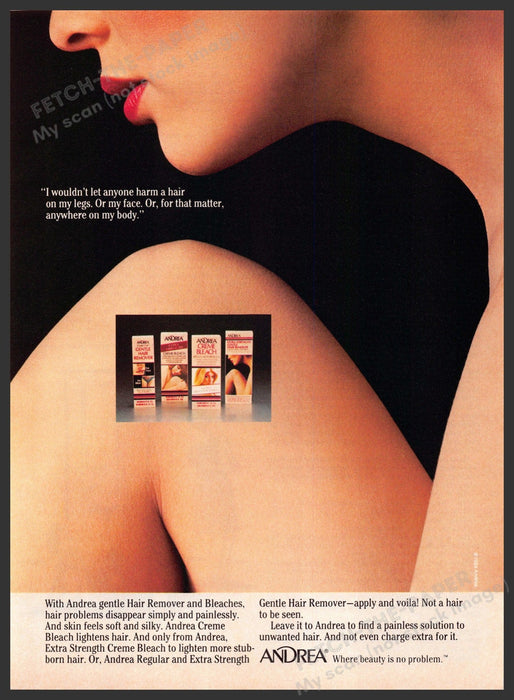 Andrea 1980s Magazine Print Advertisement 1984 Legs Skin Hair Smooth Fetch-the-Paper