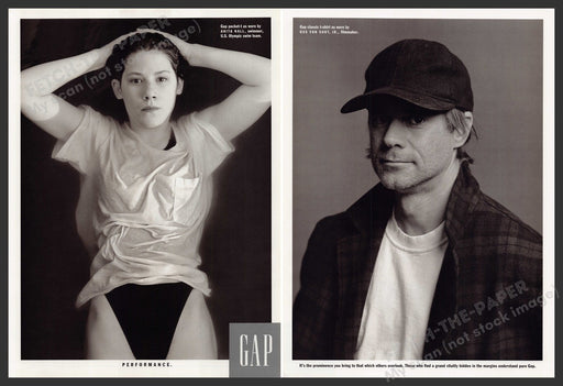 Anita Nall & Gus Van Sant Jr. for Gap 1990s Magazine Photo Front Back 1992 Fetch-the-Paper