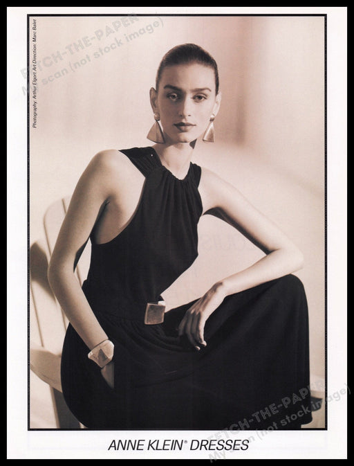 Ann Klein Dresses 1980s Print Advertisement Ad 1989 Sexy Model Fetch the Paper!
