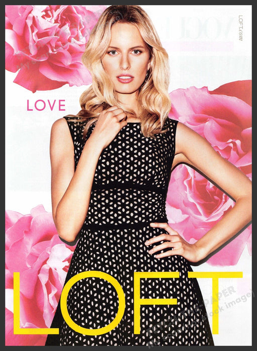 Ann Taylor Loft Karolina Kurkova 2010s Print Advertisement 2013 Pink Roses Fetch-the-Paper