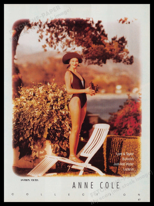 Anne Cole Swimwear 1980s Print Advertisement Ad 1987 Legs Fetch-the-Paper