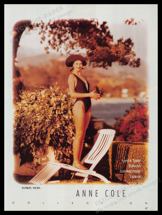 Anne Cole Swimwear 1980s Print Advertisement Ad 1987 Legs Fetch-the-Paper