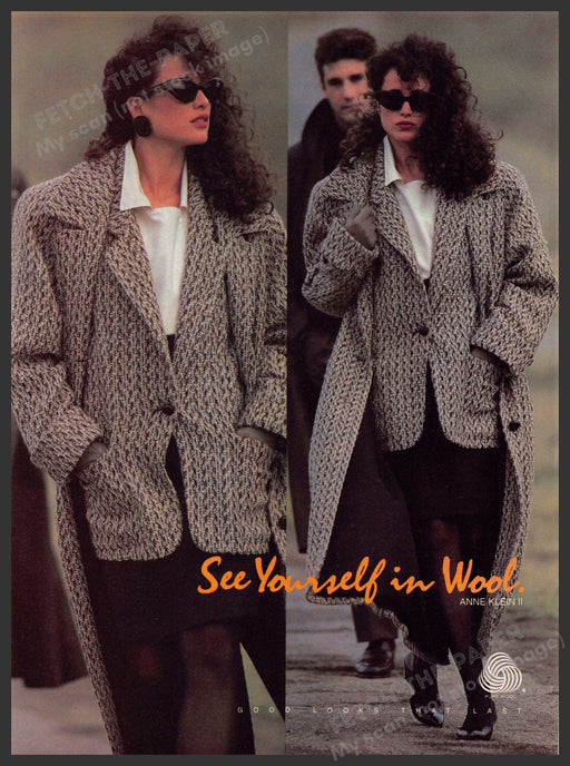 Anne Klein 1980s Print Advertisement Ad 1985 Pure Wool Andie MacDowell Anne Klein