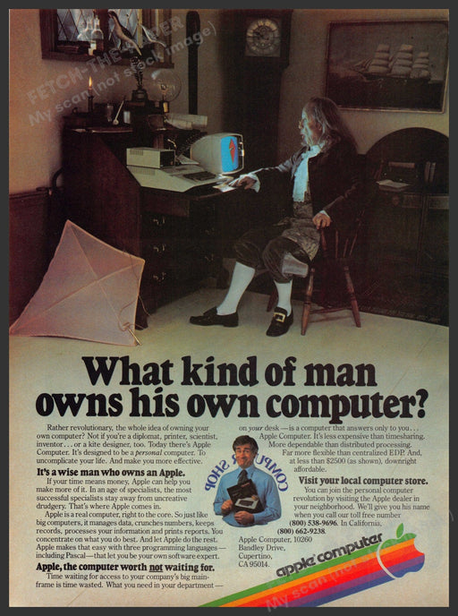 Apple Computer 1970s Print Advertisement 1979 Benjamin Franklin Apple