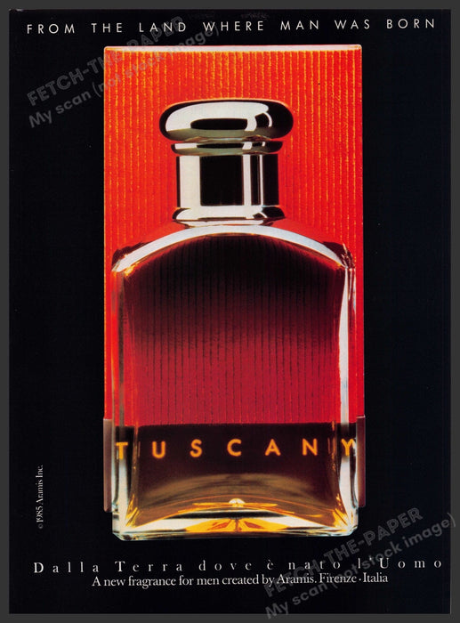 Aramis Tuscan Men's Fragrance 1980s Print Advertisement Ad 1987 Fetch-the-Paper